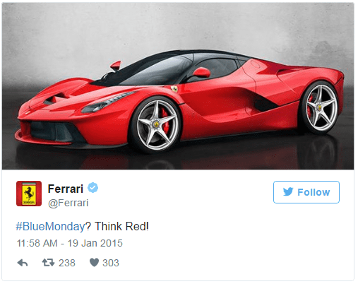 Blue Monday - kampania reklamowa Ferrari