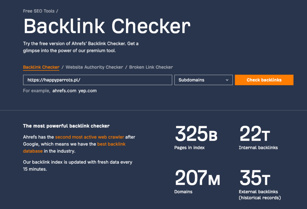 Ahrefs Backlink Checker