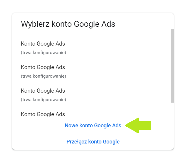 Załóż nowe konto Google Ads