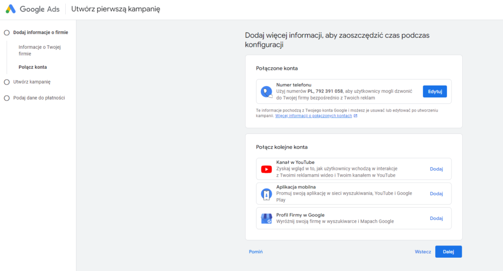 Łączenie konta Google Ads z innymi kontami Google
