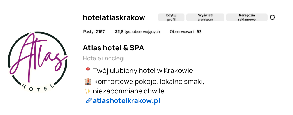 Instagram dla branży hotelarskiej i przykładowe bio
