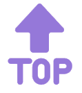 Fioletowa ikona przedstawiające strzałkę skierowaną w górę, a pod nim napis „TOP’