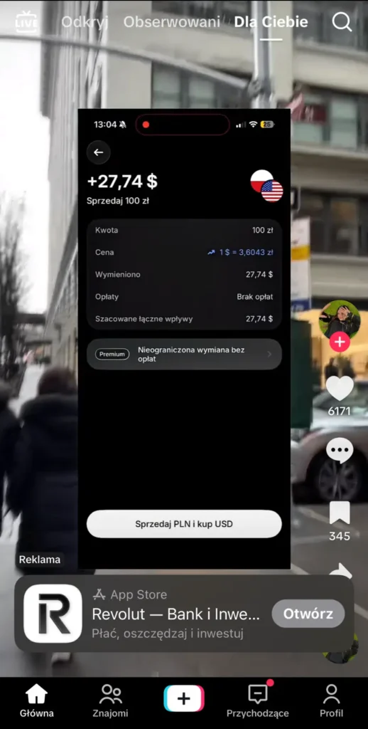 Przykład filmu na tiktoku, który buduje wrażenie autentyczności