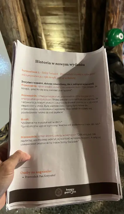 Scenariusz rolki nagrywanej dla klienta Happy Parrots